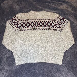 Light Oatmeal Crewneck Sweater with Nordic Design